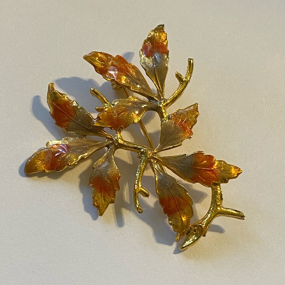 Vintage Fall Leaves Brooch Pin